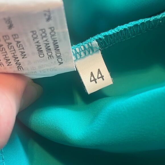 Chiara Boni Imani Asymmetric Ruffle Sheath Dress in Pavone - Picture 9 of 10